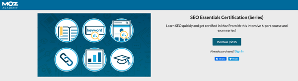 7. SEO Essentials Certification de Moz 